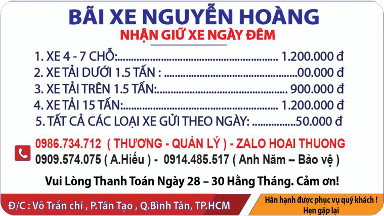 Dịch vụ cho thuê bãi đỗ xe ô tô tại bình tân